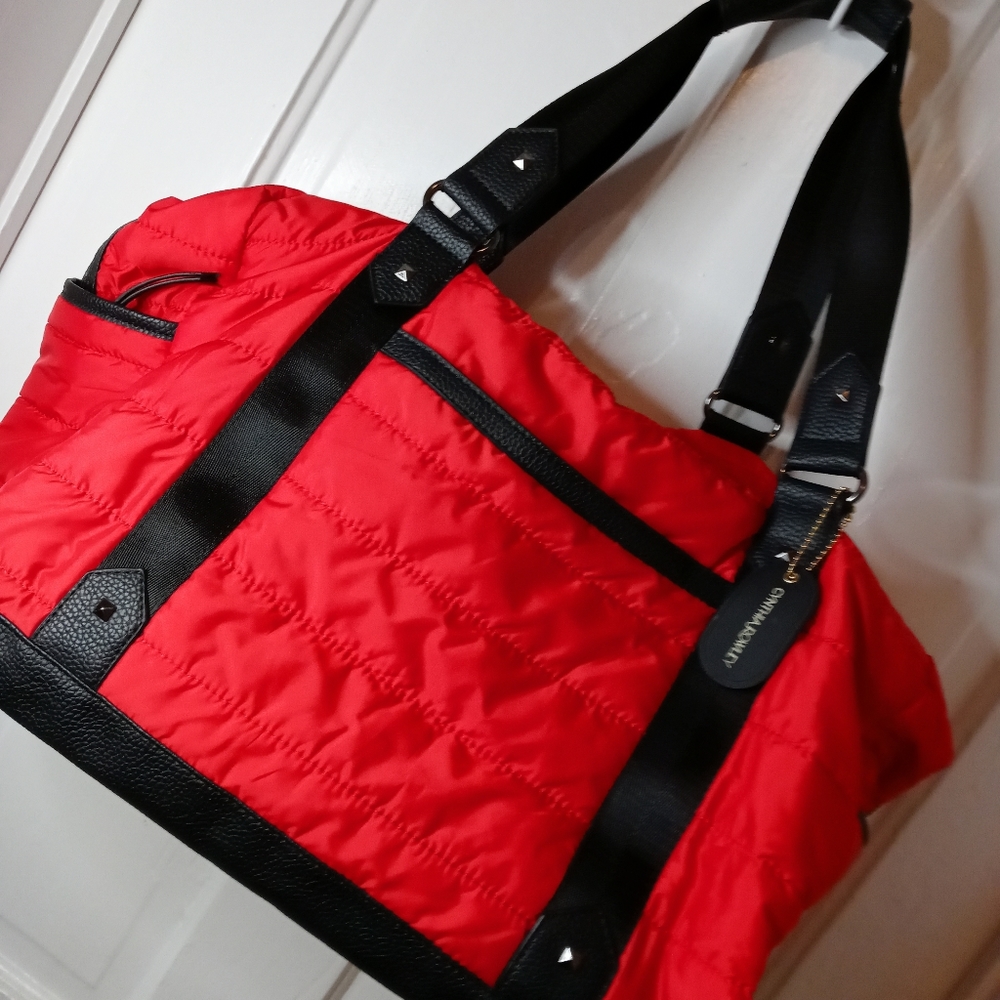Red Quilted Puffer Weekender Bag Cynthia Rowley